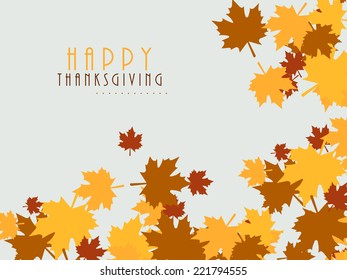 Colorful maples leaves decorated poster, banner or flyer design for Thanksgiving Day celebrations. 