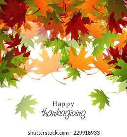 Colorful maples leaves decorated poster, banner or flyer design for Thanksgiving Day celebrations.
