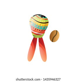Colorful maracas national brazil musical instrument with coffee bean