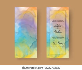 Colorful Marble Texture Wedding Menu Card Template