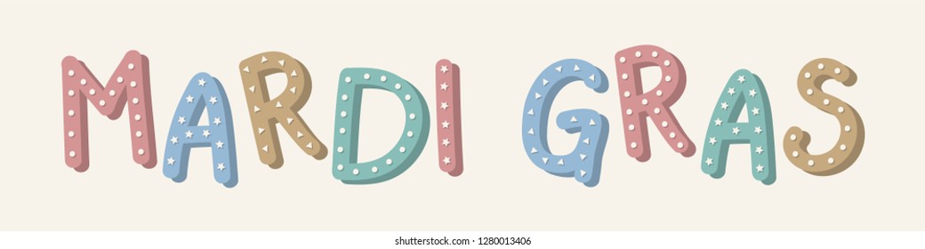 Colorful Mardi Gras Carnival lettering. Vector