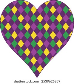 colorido Mardi Gras HEART ilustração vetor, vintage diamante em forma de coração padrão