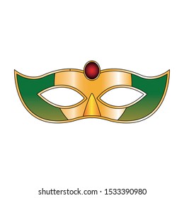 colorful Mardi gras mask icon over white background, vector illustration