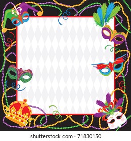 Colorful Mardi Gras Party Invitation With Copy Space