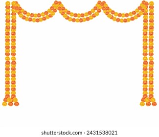 colorful marigold flower garland decoration Eco friendly natural bunting for festival celebration.