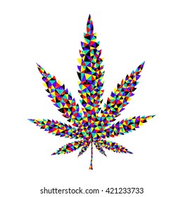 Colorful marijuana leaf isolated on white background. vector illustration