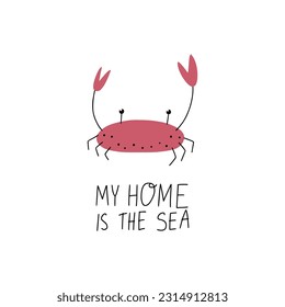 Colorful marine design with ___. Unique t-shirt, cup or bag design, house poster, greeting card illustration. Vector card series.