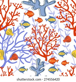 Colorful marine seamless pattern 
