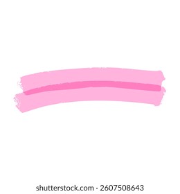 Colorful marker highlight strokes, scribble underlines, cute hand drawn pen lines, green and pink pencil marks, childish doodle elements. Flat vector illustration isolated on white background.
