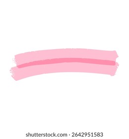 Colorful marker highlight strokes, scribble underlines, cute hand drawn pen lines, green and pink pencil marks, childish doodle elements. Flat vector illustration isolated on white background.