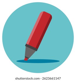 Colorful marker pen icon. Highlighter pencil for school or kids