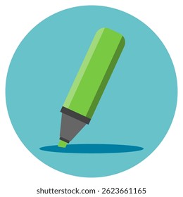 Colorful marker pen icon. Highlighter pencil for school or kids