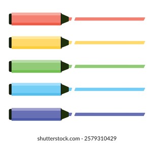 Colorful marker pens set. Highlighter pencil for school or kids