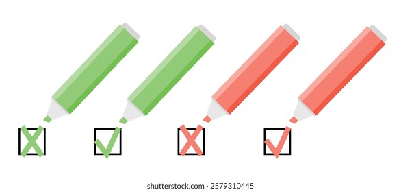 Colorful marker pens set. Highlighter pencil for school or kids