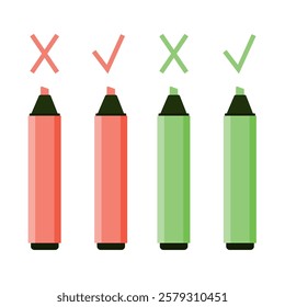 Colorful marker pens set. Highlighter pencil for school or kids