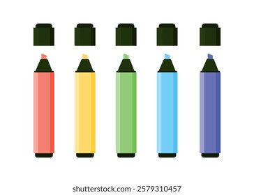Colorful marker pens set. Highlighter pencil for school or kids