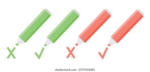 Colorful marker pens set. Highlighter pencil for school or kids