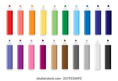 Colorful marker pens set. Highlighter pencil for school or kids