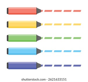 Colorful marker pens set. Highlighter pencil for school or kids	