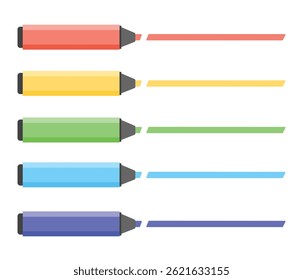 Colorful marker pens set. Highlighter pencil for school or kids	