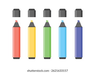 Colorful marker pens set. Highlighter pencil for school or kids	