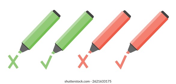 Colorful marker pens set. Highlighter pencil for school or kids	