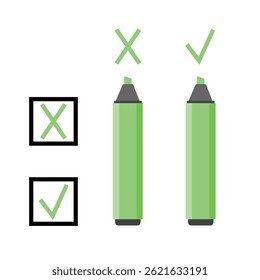 Colorful marker pens set. Highlighter pencil for school or kids	