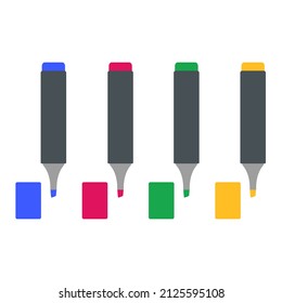 Plumas de marcadores coloridas.  Establecer ilustración vectorial. 