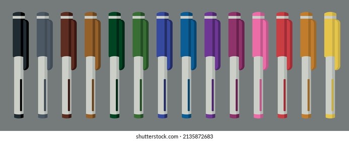 Vector de las plumas de marcador coloridas