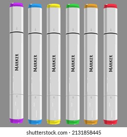 Colorful marker set vector illustration.