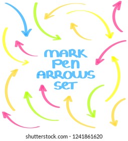Colorful Marker Style Vector Arrows Set for UI and Design