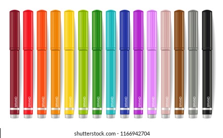 Colorful markers set Vector realistic. 3d detailed illustrations
