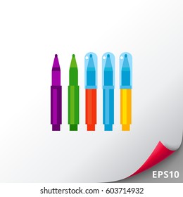 Colorful markers vector icon