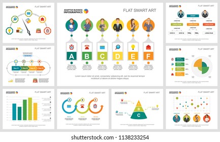 Colorful marketing or consulting concept infographic charts set. Business design elements for presentation slide templates. Can be used for annual report, advertising, flyer layout and banner design.