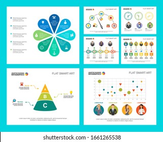 Colorful marketing or consulting concept infographic charts set. Business design elements for presentation slide templates. Can be used for annual report, advertising, flyer layout and banner design.