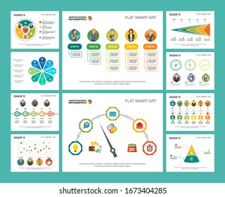 Colorful marketing or consulting concept infographic charts set. Business design elements for presentation slide templates. Can be used for annual report, advertising, flyer layout and banner design.
