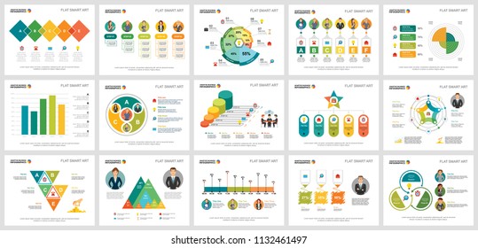 Colorful marketing or insurance concept infographic charts set. Business design elements for presentation slide templates. Can be used for financial report, workflow layout and brochure design.