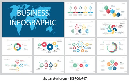 Colorful marketing or logistics concept infographic charts set