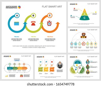 Colorful marketing or management concept infographic charts set. Business design elements for presentation slide templates. Can be used for financial report, workflow layout and brochure design.