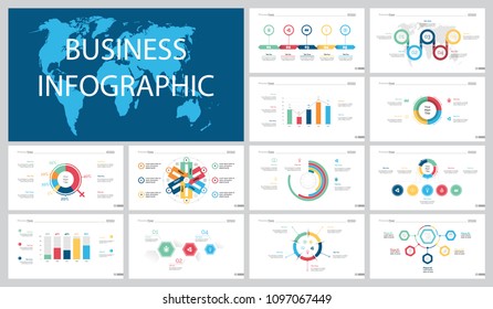 Colorful marketing or planning concept infographic charts set