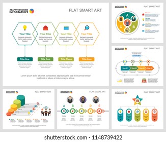 Colorful marketing or planning concept infographic charts set. Business design elements for presentation slide templates. For corporate report, advertising, leaflet layout and poster design.