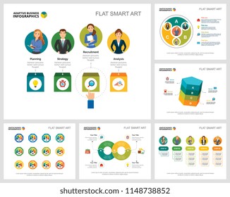 Colorful marketing or training concept infographic charts set. Business design elements for presentation slide templates. For corporate report, advertising, leaflet layout and poster design.