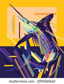 Colorful marlin fish in wpap artstyle