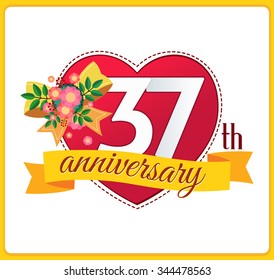 colorful marriage anniversary logo