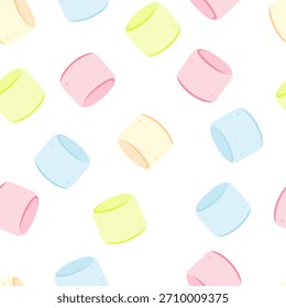 Patrón transparente de malvavisco colorido. Lindo y dulce malvavisco. Puede ser utilizado para el Fondo de pantalla, el papel que envuelve y la tela de la moda
