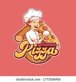 colorful Mascot pizza logo design 