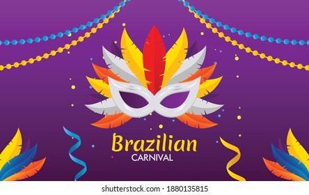 Colorful mask brazilian carnival background 