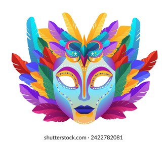 colorful mask icon brazilian festival holiday celebration greeting invitation postcard culture and tradition carnival party