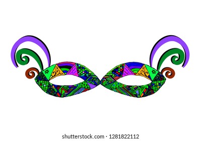 Colorful mask mardi gras. Purim. Vector illustration on isolated background.