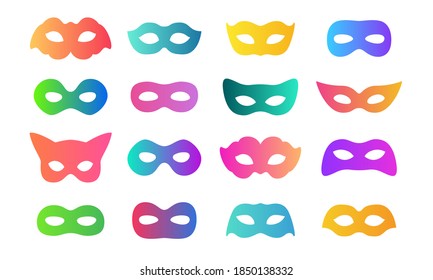 Colorful mask vector icon collection. Different masks isolated on white background
